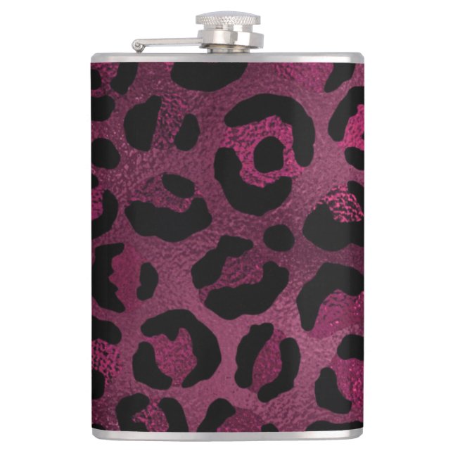 Design der Burgundy- und Gold Leopard-Serie 9 Flachmann (Vorderseite)