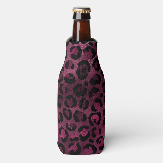 Design der Burgundy- und Gold Leopard-Serie 9 Flaschenkühler (Flaschenvorderseite)