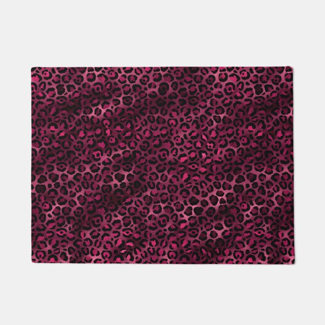 Design der Burgundy- und Gold Leopard-Serie 9 Fußmatte (Vorderseite)