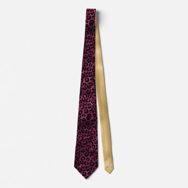 Design der Burgundy- und Gold Leopard-Serie 9 Krawatte (Vorderseite)