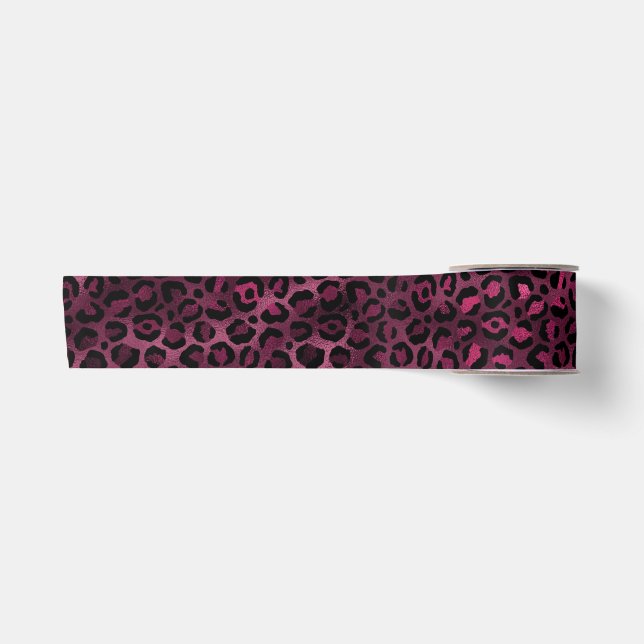 Design der Burgundy- und Gold Leopard-Serie 9 Satinband (Vorderseite)
