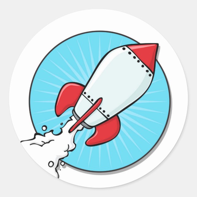 Design der Cartoon-Raketenschiffe Runder Aufkleber (Vorderseite)