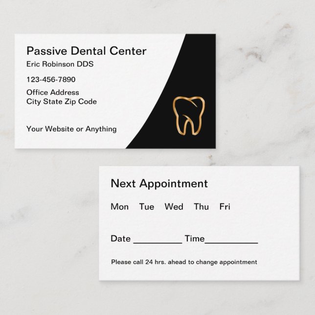 Design der Classy Dentist Office-Terminals Visitenkarte (Vorne/Hinten)