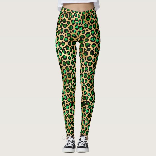 Design der Emerald- und Gold-Safari-Serie 8 Leggings (Vorderseite)
