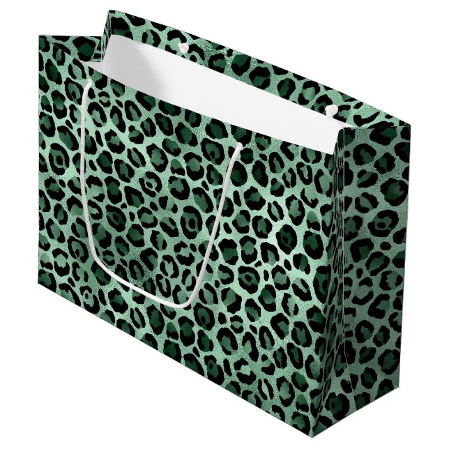 Design der Emerald- und Gold-Safari-Serie 9 Große Geschenktüte (Vorderseite Schrägansicht)