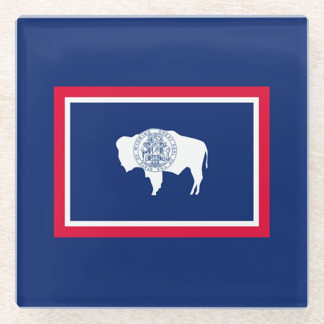 Design der Flaggen des Wyoming-Zustands Glasuntersetzer (Vorderseite)