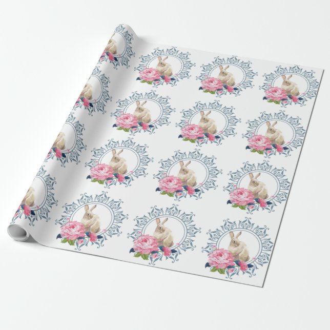 Design der Floral Oaster Kaninchen Geschenkpapier (Ungerollt)