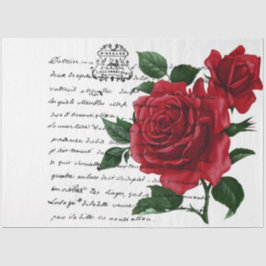 Design der französischen Handschrift und Rote Rose Seidenpapier