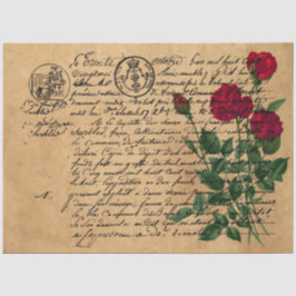 Design der französischen Handschrift und Rote Rose Seidenpapier