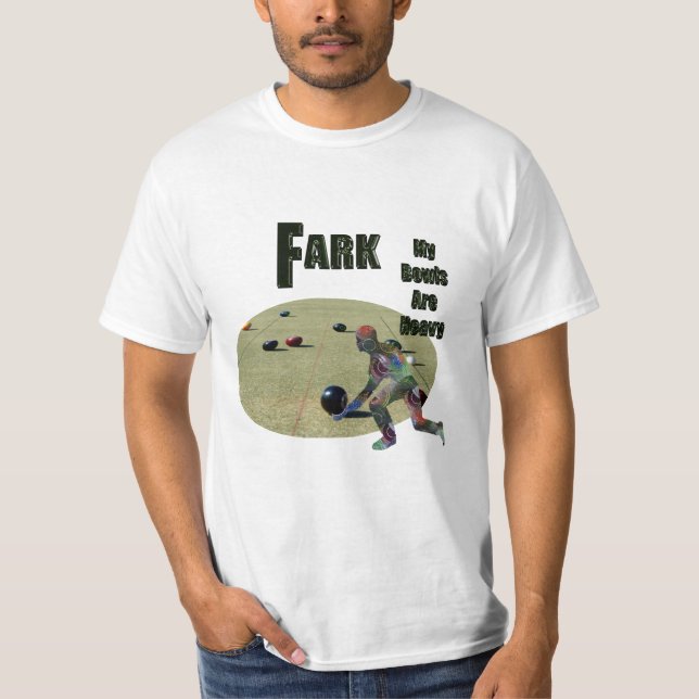Design der "Funny Heavy Lawn Bowls", T-Shirt (Vorderseite)