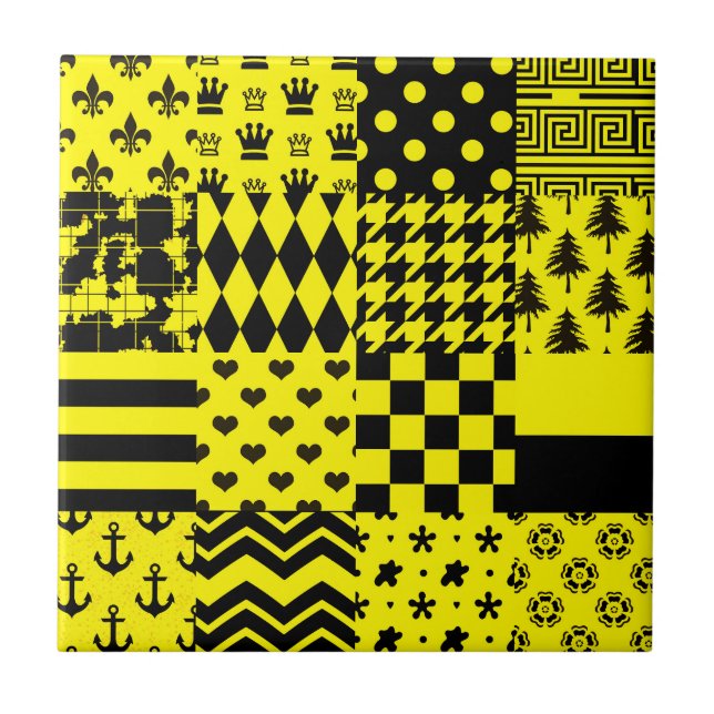 Design der gelben, gemischten Muster Fliese (Vorderseite)