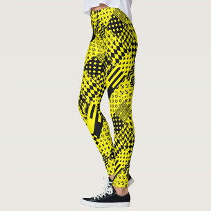 Design der gelben, gemischten Muster Leggings