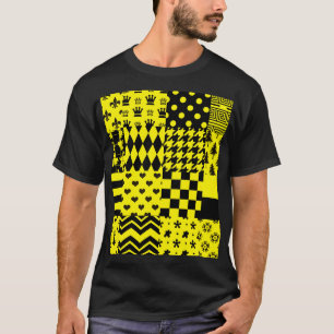 Design der gelben, gemischten Muster T-Shirt
