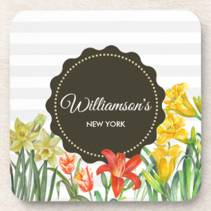 Design der gelben Orangenfrühlingsblumen Getränkeuntersetzer