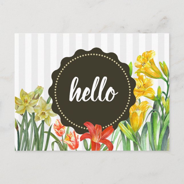 Design der gelben Orangenfrühlingsblumen Postkarte (Vorderseite)