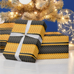 Design der gelben und schwarzen Polka-Türstreifen Geschenkpapier