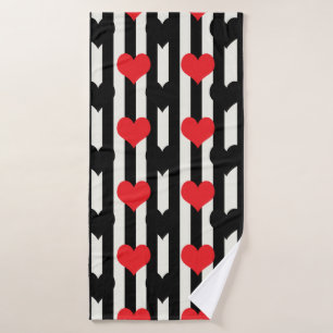 Design der gestrichenen roten Liebe Herzmuster Badehandtuch