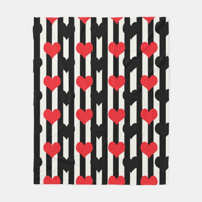Design der gestrichenen roten Liebe Herzmuster Fleecedecke (Vorderseite)