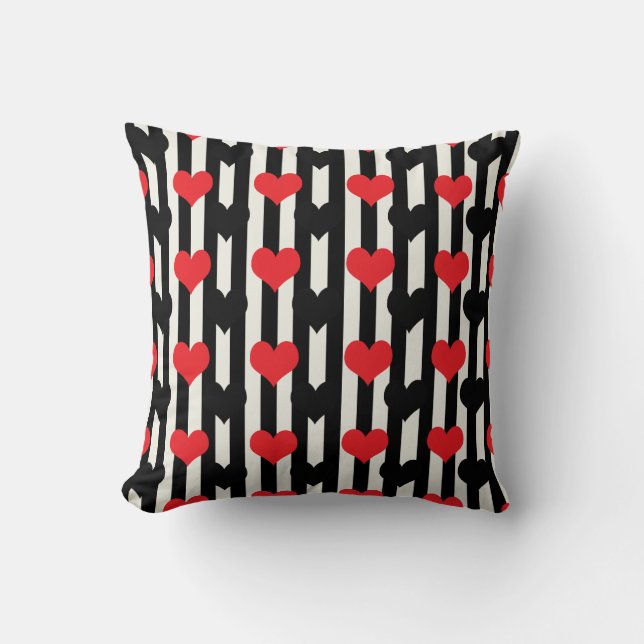 Design der gestrichenen roten Liebe Herzmuster Kissen (Vorderseite)