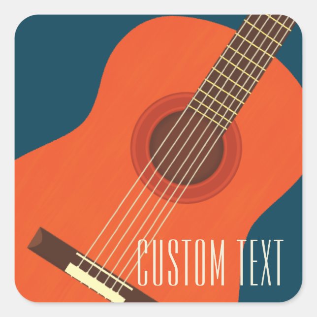 Design der Gitarre- und Musikgrafik Quadratischer Aufkleber (Vorderseite)