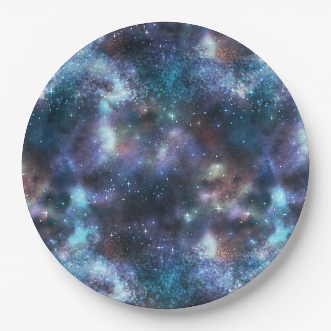 Design der glänzenden Galaxy-Serie 3 Pappteller (Vorderseite)