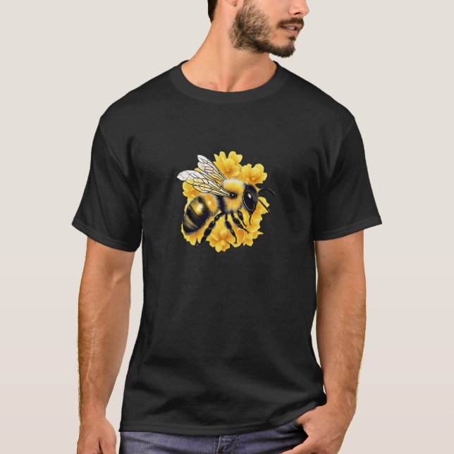 Design der Golden Honey Bee und Blume T-Shirt (Vorderseite)