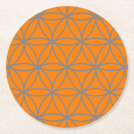 Design der Grau- und Orange-Lotus-Blume Runder Pappuntersetzer