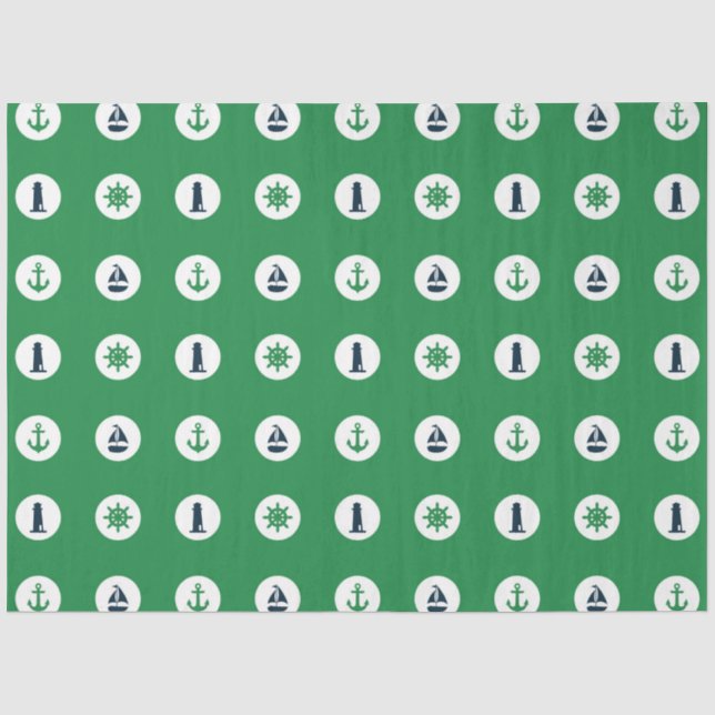 Design der Green und Navy Nautical Series 13 Seidenpapier (Vorderseite)