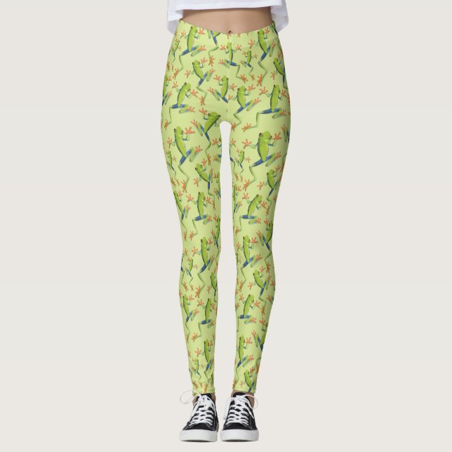 Design der Grünbaum-Frog-Muster Leggings (Vorderseite)