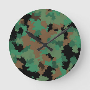 Design der grünen Armee Dschungel-Camouflage Runde Wanduhr