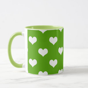Design der grünen weißen Liebe Herzmuster Tasse