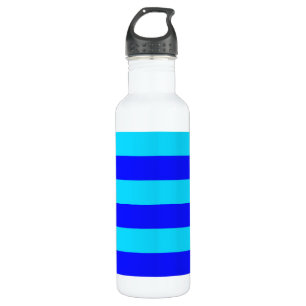 Design der hellblauen und dunkelblauen Streifen Edelstahlflasche