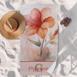 Design der Hibiskus-Blume mit elegantem Monogramm Strandtuch