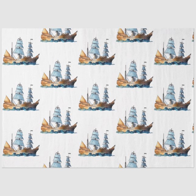 Design der Hübschen Blue Nautical Series 12 Seidenpapier (Vorderseite)