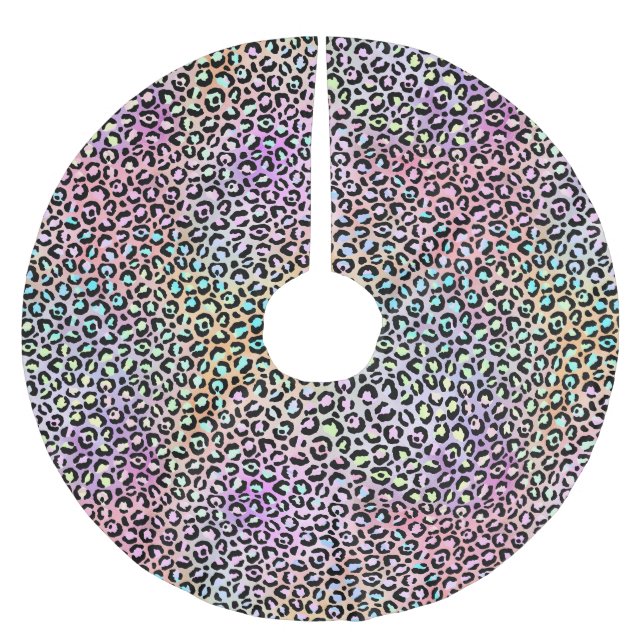 Design der iridescent Leopard-Serie 6 Polyester Weihnachtsbaumdecke (Vorderseite)