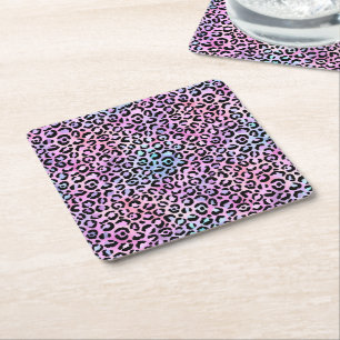 Design der irideszierenden Leopard-Serie 4 Rechteckiger Pappuntersetzer