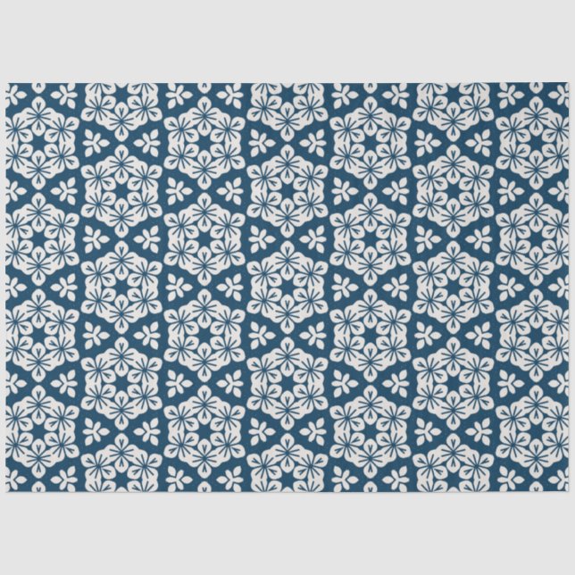 Design der japanischen Blume in Blau und Weiß Seidenpapier (Vorderseite)