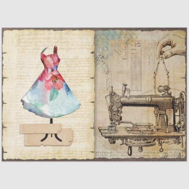 Design der Junk Journal-Serie #18 Seidenpapier (Vorderseite)