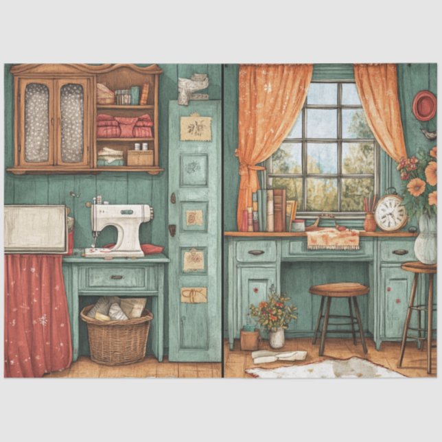 Design der Junk-Journal-Serie 7 Seidenpapier (Vorderseite)