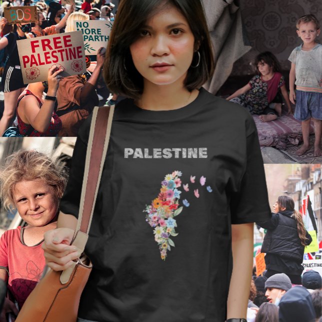 Design der Karte Floral Palestine | Pro Palestine T-Shirt (palestine Merch. Pro Palestine Merch Apparel.png)