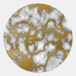 Design der klassischen Textur aus weißem und goldf Runder Aufkleber