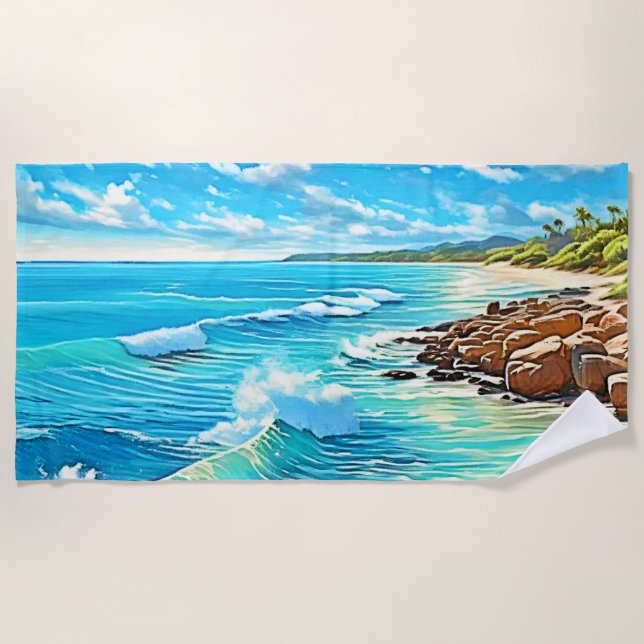 Design der Küstenrock-Szene Strandtuch (Vorderseite)