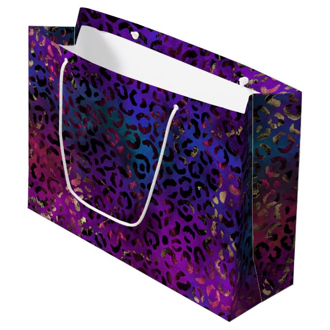 Design der Leopard Paint Serie 16 Große Geschenktüte (Vorderseite Schrägansicht)