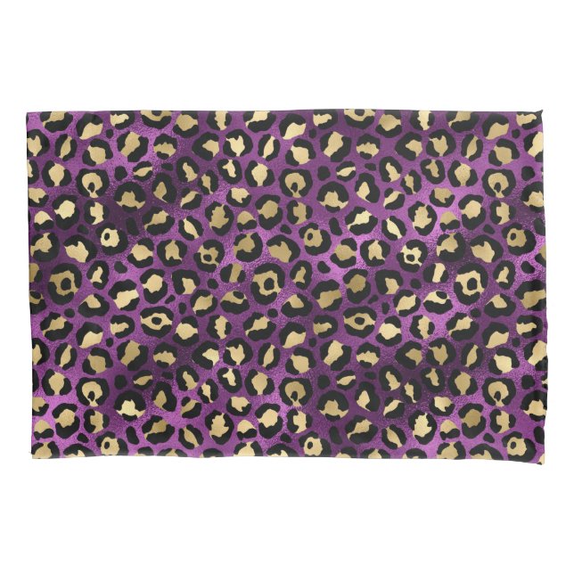 Design der lila und Gold Leopard-Serie 1 Kissenbezug (Vorderseite)