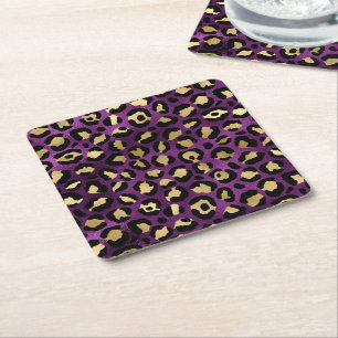Design der lila und Gold Leopard-Serie 1 Rechteckiger Pappuntersetzer