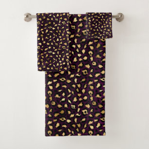Design der lila und Gold Leopard-Serie 2 Badhandtuch Set