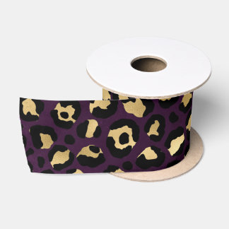 Design der lila und Gold Leopard-Serie 2 Satinband