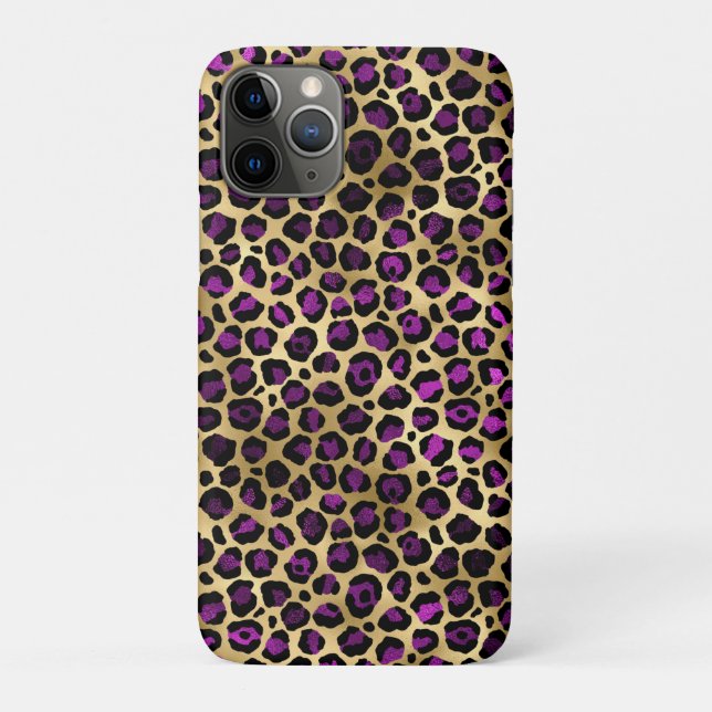 Design der lila und Gold Leopard-Serie 4 Case-Mate iPhone Hülle (Rückseite)