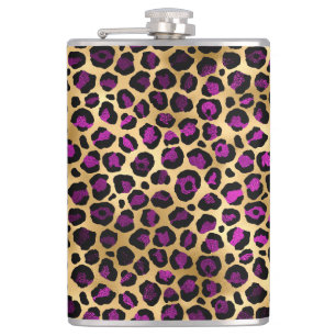 Design der lila und Gold Leopard-Serie 4 Flachmann