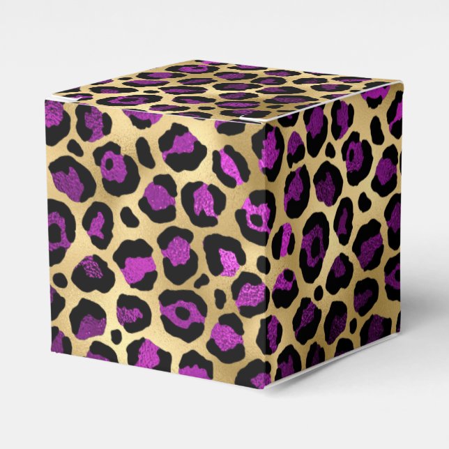 Design der lila und Gold Leopard-Serie 4 Geschenkschachtel (Vorderseite)